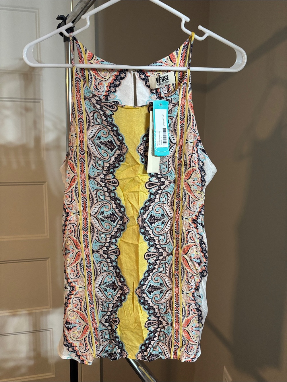 Versace Multicolor Paisley Silk Camisole with Yellow Center NWT